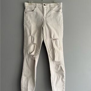 Grace Loves Lace White Distressed Skinny Jeans - Stretch Slim Fit
